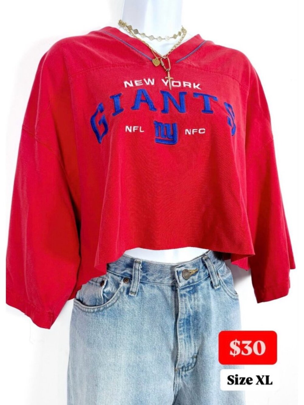 Vintage New York Giants Cropped Tee Size XL